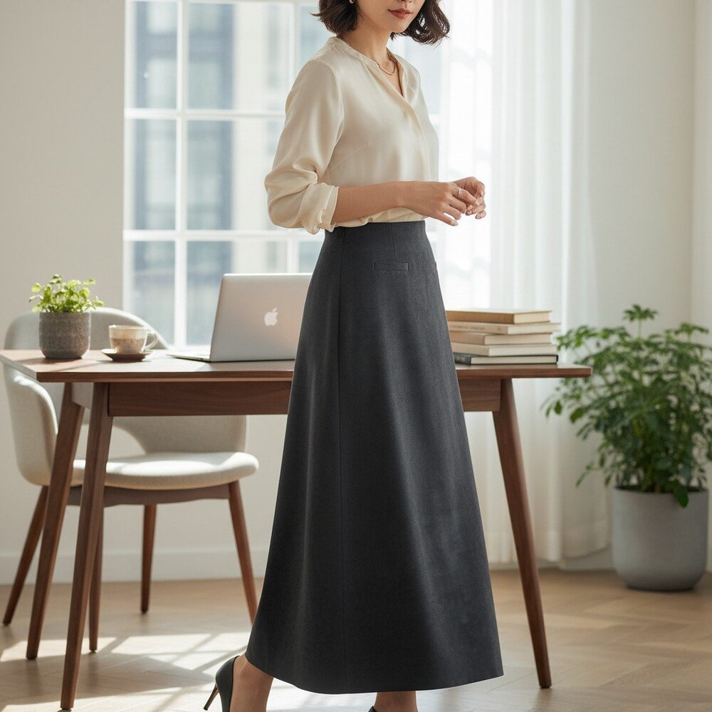 Jupe Simon Chang Faux Suède Femme Taille 14 Longue Maxi Noire